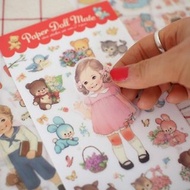 韓國【Afrocat】paper doll mate sticker 2 Julie（透明底）手帳 貼紙6張 生活 心情 進口