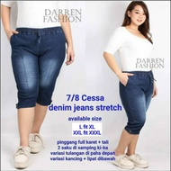 7/8 Jumbo Cessa Jeans Denim Stretch Pants Seluar Jeans Perempuan 7/8 Jumbo Jeans 7/8 Big Size Pants