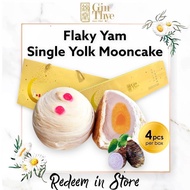 [Gin Thye Digital] 4Pcs Single Yolk TEOCHEW Flaky Yam Mooncake 单黄芋泥月饼 Mid Autumn [Redeem in store] Takeaway