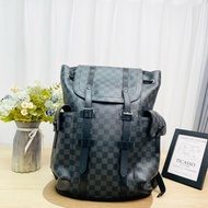 LV christopher 黑棋盤格雙肩包登山包