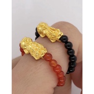 999.9 Pure Gold Pixiu Crystal Ring