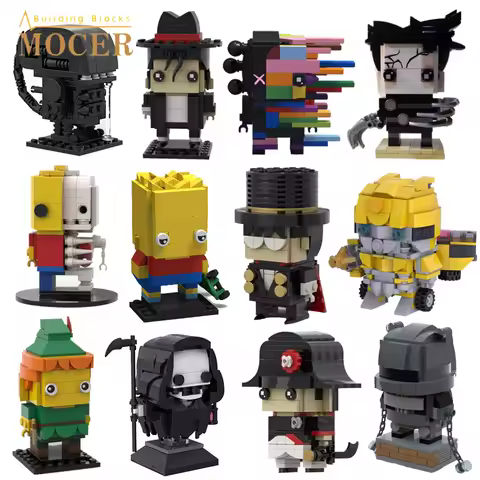 MOCER Ideas Anime Figures Bricks Head Skeleton Man MJ Alien Edward Kaws Einstein Sets Building Block