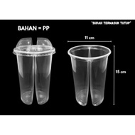 Twin Plastic Cups Twin Cups 32 OZ Cups + Lids 2-Section Plastic Cups