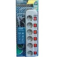 Uticon 6 Outlet Cable Socket with Switch