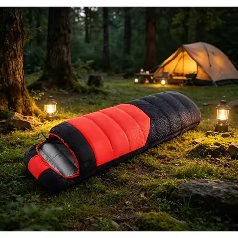 Red Blue Down Sleeping Bag for Outdoor Camping Warm Duck Down Can Zip Together Temp -5 to -30° Super