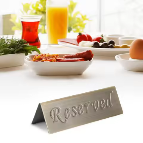 Stainless Steel Double Side Food Service Reserved Table Sign For Restaurant Bar Pub Cafes Night Club