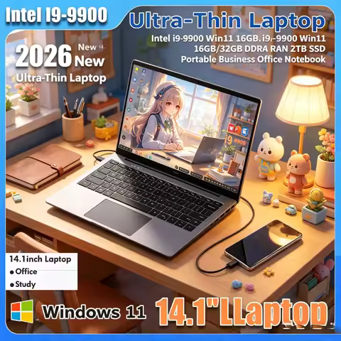2026 New 14.1 Inch Ultra Slim Laptop Intel i9-9900 Win11 16GB/32GB DDR4 RAM 2TB SSD Portable Busines