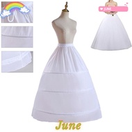 JUNE1 Petticoat, 3-Hoops Long Underskirt Crinoline, White Underskirt