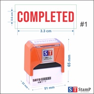 ST เนื้อยางหนาพิเศษ ใช้ในอุตสากรรมพิมพ์ "COMPLETED" ตรายางหมึกในตัวแบบพลิก ข้อความสำเร็จ หมึกคมชัด ยางทนหนาชนิดพิเศษ