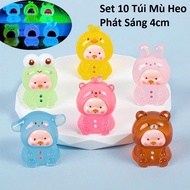 (XA KHO) Set 10 Túi Mù Heo Phát Sáng 4cm và Set 10 Túi Mù Labubu Phát Sáng ( đóng Sẵn) 4.7cm X 3.1cm