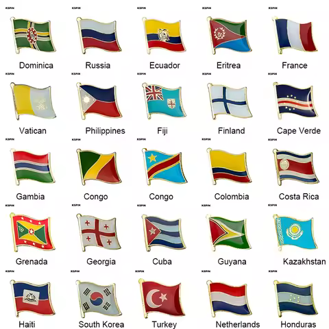 Flag Badge Country Flag Badge Flag Brooch National Flag Lapel Pin International Travel Pins Collecti