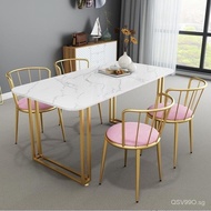 Marble Rectangular Dining Table Household Small Apartment Dining Tables and Chairs Set Modern Minimalist Restaurant Dining Table Chair