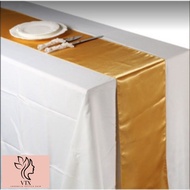 8ft to 12ft Satin Table Runner Cloth Wedding Party Hotel Venue Decor Supplies Runner Topper