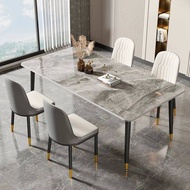 {SG Sales}Sintered Stone Table Dining Table Set Stone Plate Light Luxury Modern Simple Home Small Apartment Simple Living Room Dining Table Rectangular Dining Tables and Chairs Set