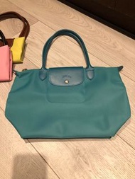 法國專櫃正品 Longchamp 長把肩背包 行星湖水綠 絕版珍藏
