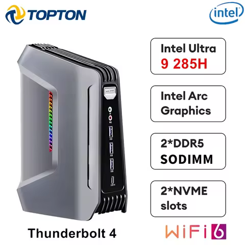 Topton F12 AI Gaming Mini PC 15th Gen Intel Core Ultra 9 285H 7 255H Thunderbolt 4 2xDDR5 2xPCIe 2x2