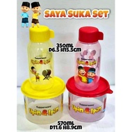 Tupperware Upin Ipin Eco Bottle 350ml botol air / Upin Ipin Canister 570ml  lunch box (Saya Suka set)