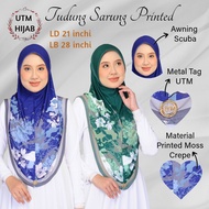 TUDUNG SARUNG MOSCREPE PRINTED CORAK | BATU TABUR | AWNING SCUBA | METAL TAG | HIJAB MUSLIMAH |..015