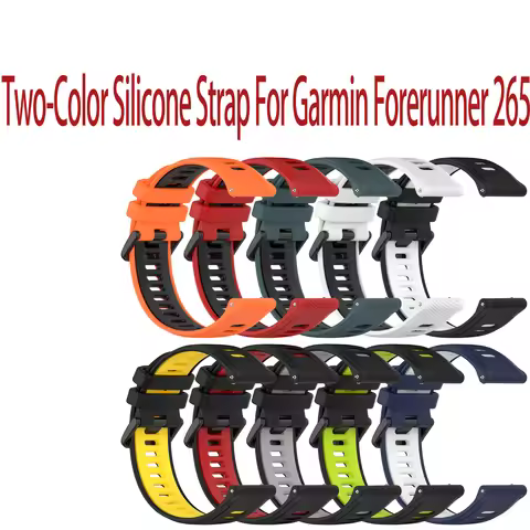 Two-Color Silicone Strap For Garmin Forerunner 265 265S 255S 255 Vivoactive 5 Replacement 18mm 20mm 