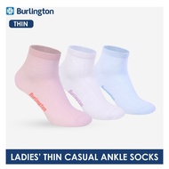 Burlington Ladies' Cotton Thin Casual Ankle Socks 3 pair in a pack BLCMG611