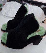 UGG 黑色毛毛拖鞋