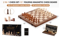 Childrens Chess Set Board 12 inch Travel Magnetic Chess and Checkers Folding Board 2-in-1 Portable F