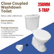 10 inch 250mm S-Trap WC Water Closet Toilet Close Coupled Tandas Duduk White Ceramic READY STOCK