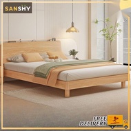 SANSHY Wooden Bed Frame Bed Frame With Mattress Solid Wood Bed Frame Super Single/Queen/King Size Be