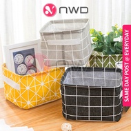 《 𝗪𝗔𝗧𝗘𝗥𝗣𝗥𝗢𝗢𝗙 》Cotton Linen Storage Basket Foladable Sundries Organizer Box Cosmetic Bakul Simpan Ser