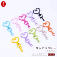Color Painted Heart Keychain Zinc Alloy Jewelry Peach Heart Shaped Buckle 14MM Lobster Handmade DY 9