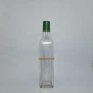 HIJAU Food 750 Glass Bottle Square VCO Clear Green Lid Seal VCO Glass Bottle/ Food Glass Bottle/ 750