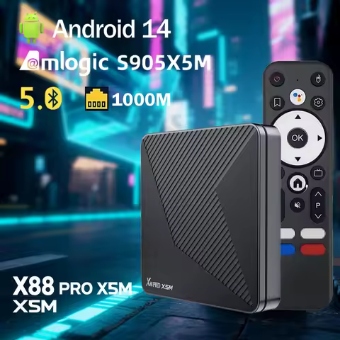 Android 14 X88 PRO X5M TV BOX Amlogic S905X5M Media Player 2.4G&5G Dual Wifi 1000M LAN AV1 BT 4G 64G