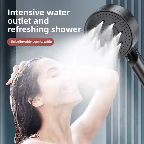 Black 5 Modes Shower Head Adjustable High Pressure Water Saving Shower Head Water Massage Shower Hea