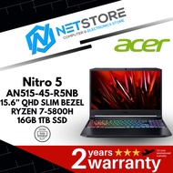 ACER Nitro 5 AN515-45-R5NB 15.6” QHD SLIM BEZEL RYZEN 7-5800H 16GB 1TB SSD - NH.QBRSM.005