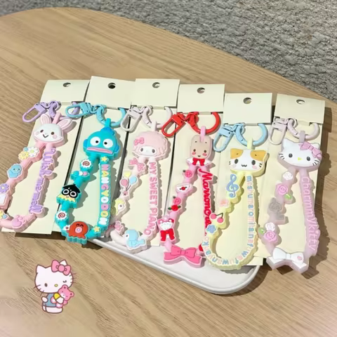 Sanrio Cartoon Character Keychain Hello Kitty My Melody Little Twin Stars Silicone Wrist Strap Bag P