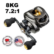 🌟Malaysia Spot🌟Bait Casting Reel mesin pancing AK2000 High Speed 7.2:1 8KG Max Drag Grey Gold Jiggin