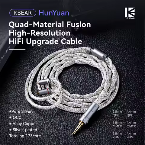 KBEAR HunYuan Quad-Material Fusion High-Resolution HiFi Upgrade Cable Pure Silver + OCC + Alloy Copp