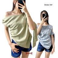 HANG.OUTFIT - Soleil Asymmetrical Top | Asymmetrical Top Blouse Wanita | Sage green and blue Top