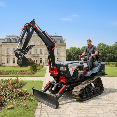 Grace Agricultural Mini Crawler Tractor With Excavator 25HP 35HP Diesel Tiller Cultivator Equipment