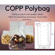 Copp Polybag Transparent Stand Up Gusset Plastic Giveaways Repacking Pouch Bag 100pcs/pack