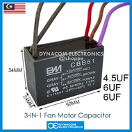 4.5UF 6UF 6UF Fan Capacitor Fan Motor Combo Capacitor [Kondenser Kipas] Dynacom Electronics@shoppe