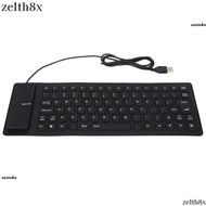 ZELTH Silicone Keyboard, Silent Keys Waterproof USB Wired Keyboard, Portable 85 Keys Black/Orange/Wh