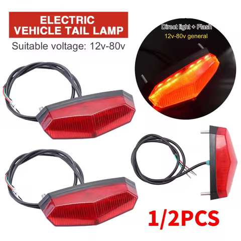 12V-80V Electric Bicycle Rear Lamp LED Safety Warning E-bike Taillights For E-scooter Ebike Warning 