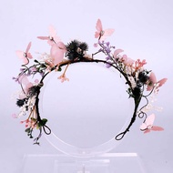 Garland New Style Pink Flower Headband Set Mori Girl Flower Garland Bridal Jewelry