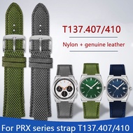 High-Grade Nylon Watch Band for Tissot PRX Series T137.407/410 Cowhide Back Men's Sports Style Watch Strap Replacement Parts