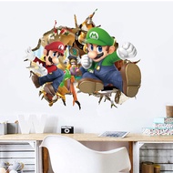 Mario wall stickers pvc Self-adhesive children's room decoration3d Three-dimensional wall breaking m