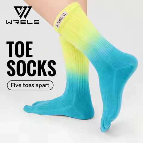 WRELS 1/2pairs Toe Socks Cotton Athletic Running Five Finger Socks Cushion Compression Sweat-Absorbi
