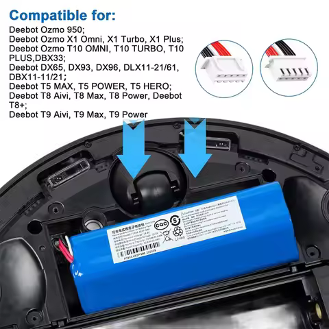 Replacement battery 12800mAh for Ecovacs Deebot X1 Omni、Ozmo 950、T8/T8+、T9/T9+、T10/T10+、X1 Turbo、X1 