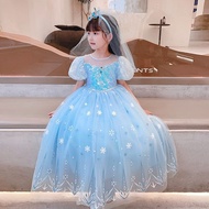 Frozen Costume Kids Girl Princess Party Dress Elsa Cosplay Birthday Dress 2024 Fashion Short Sleeve Children Clothing for Halloween Christmas