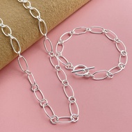 Jewelry Copper Silver Plated TO Paper Clip Necklace Bracelet Set in Stock 20/46cm